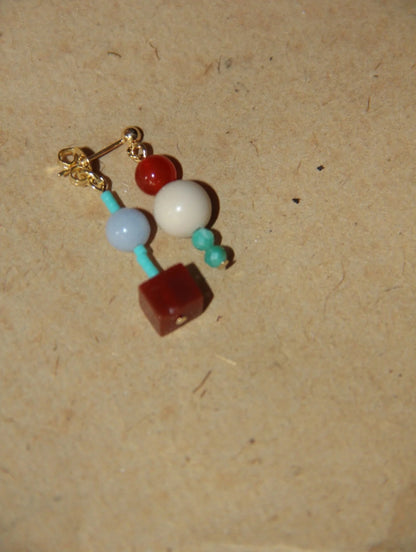 「Chinoiserie」Multicolor Geometric Beaded Earrings