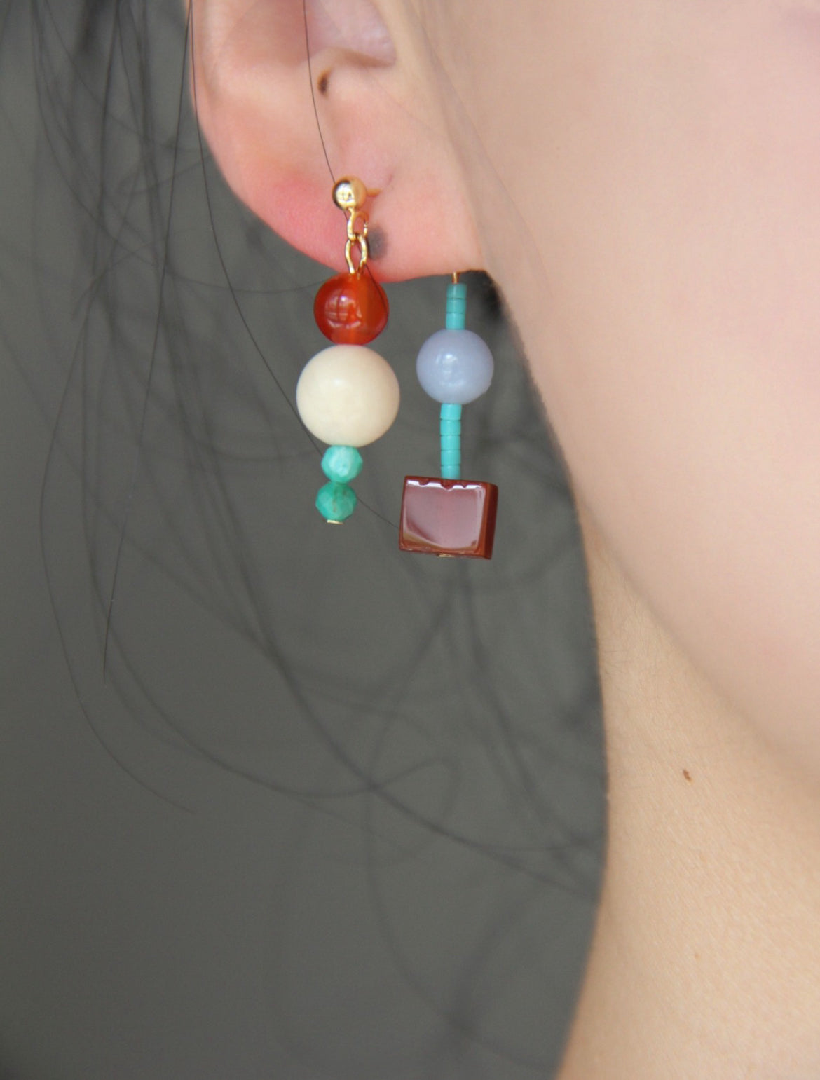 「Chinoiserie」Multicolor Geometric Beaded Earrings