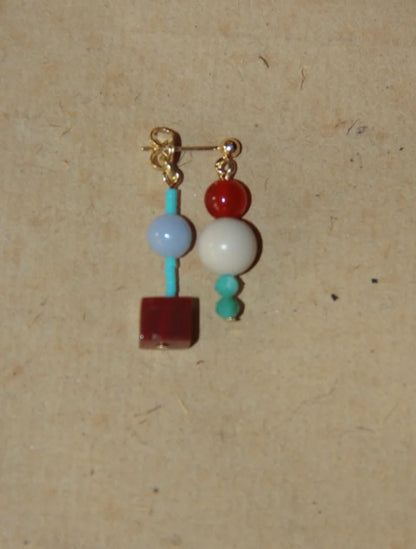 「Chinoiserie」Multicolor Geometric Beaded Earrings