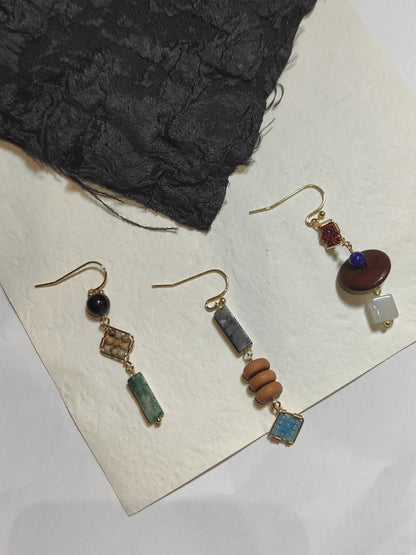 「Chinoiserie」Natural Jade Green Dangle Earrings