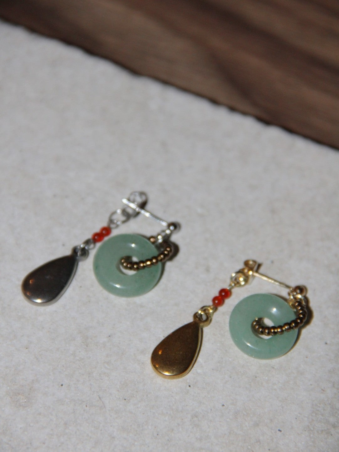 「Chinoiserie」 Natural Jade Hoop Beaded Drop Earrings