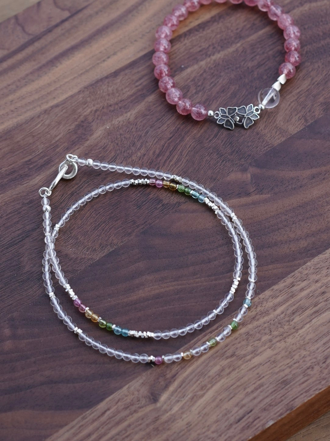 「Chinoiserie」Rainbow Tourmaline Crystal Beaded Necklace