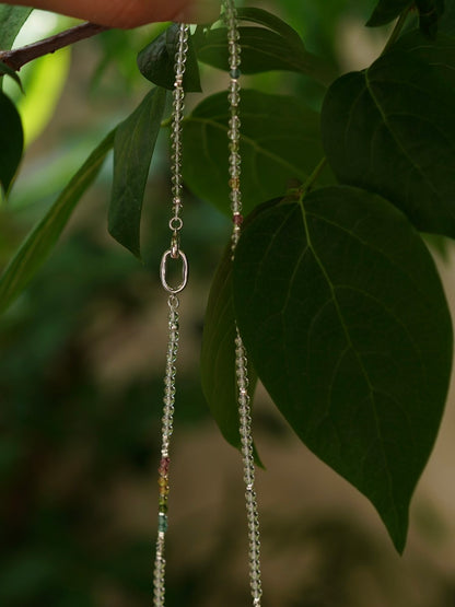 「Chinoiserie」Rainbow Tourmaline Crystal Beaded Necklace