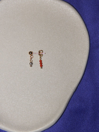 「Chinoiserie」Red Agate Mini Beaded Earrings