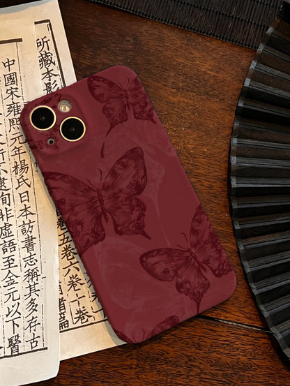 「Chinoiserie」Red Butterfly Printed Phone Case