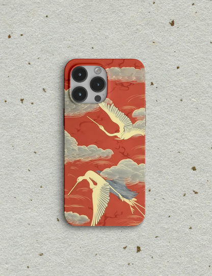 「Chinoiserie」Red Crane Clouds Printed Phone Case