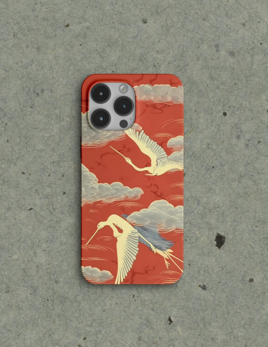 「Chinoiserie」Red Crane Clouds Printed Phone Case