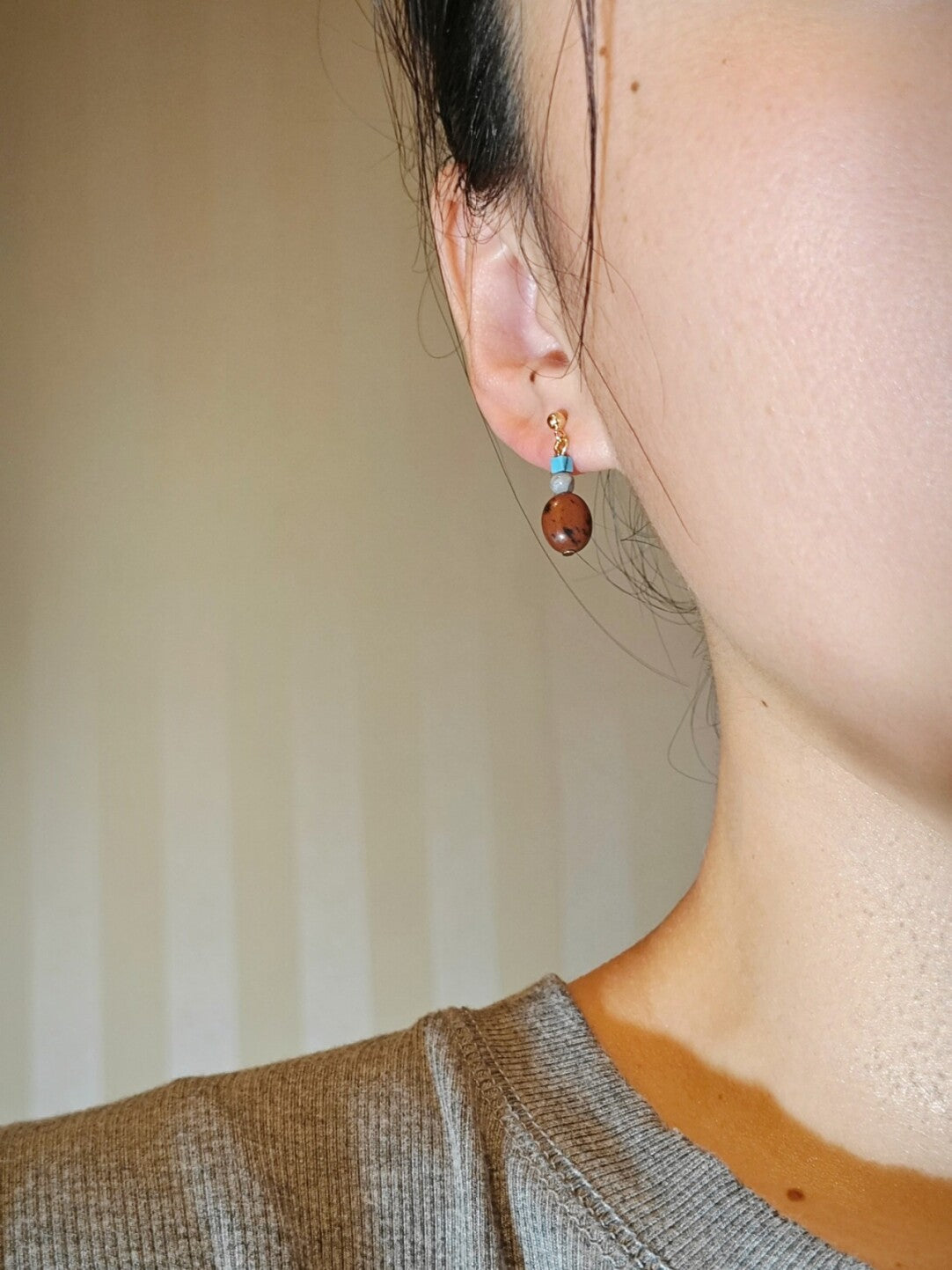 「Chinoiserie」 Rustic Red Turquoise Drop Earrings