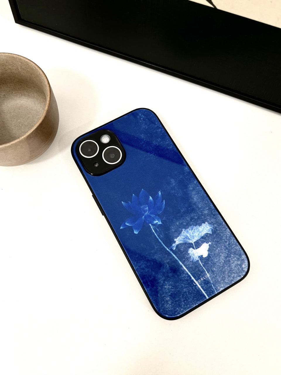 「Chinoiserie」 Summer Lotus Printed Blue Phone Case