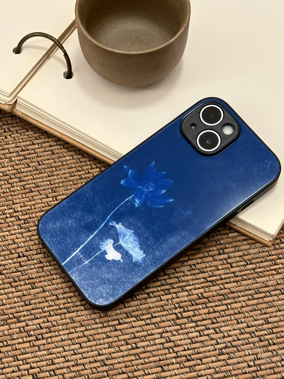 「Chinoiserie」 Summer Lotus Printed Blue Phone Case