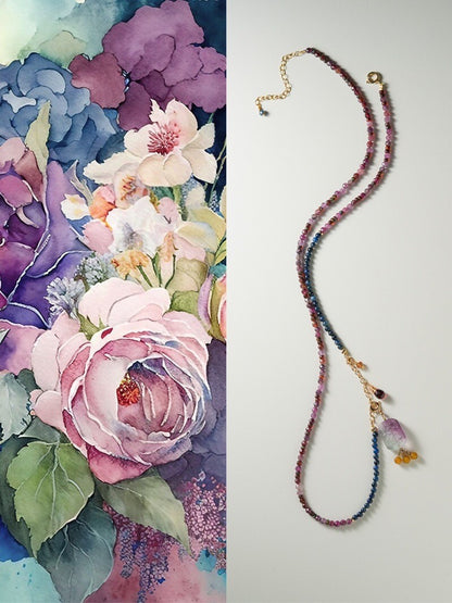 [Chinoiserie] Twilight Mountain Purple Gemstone Necklace