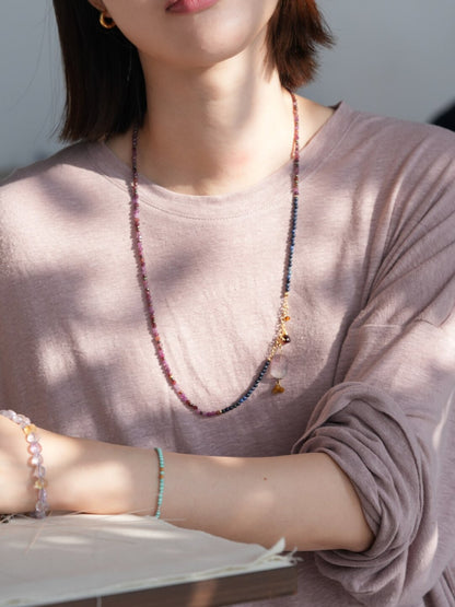 [Chinoiserie] Twilight Mountain Purple Gemstone Necklace