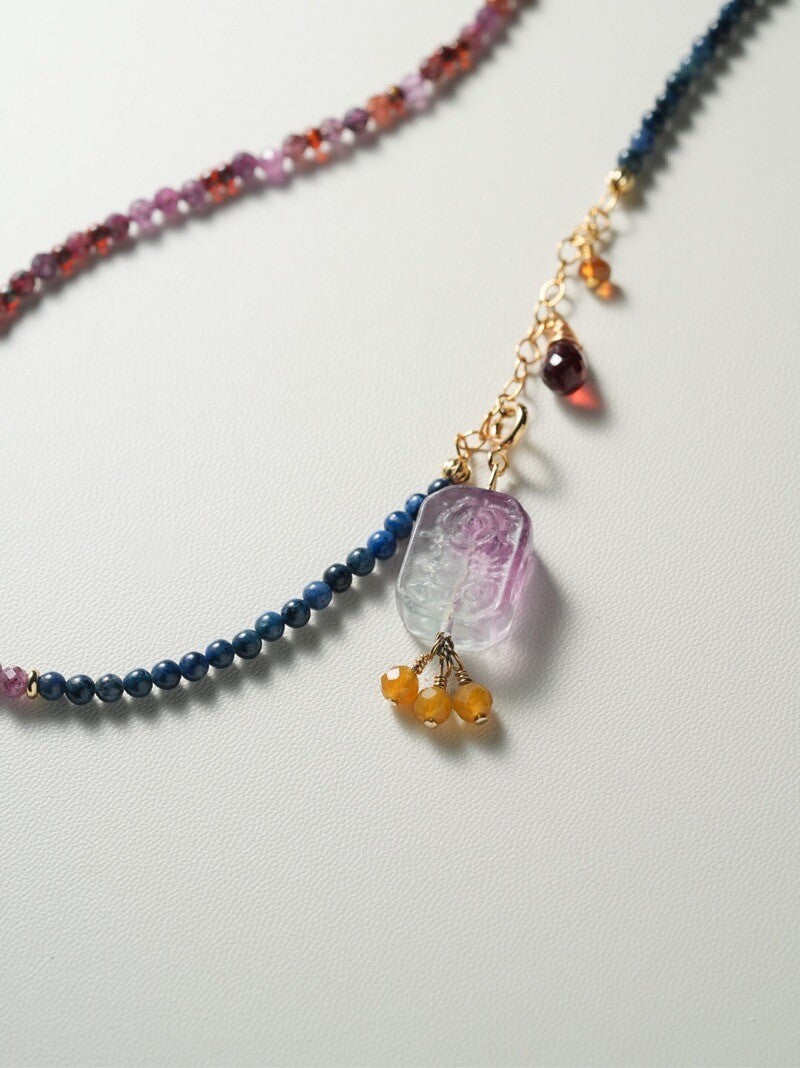 [Chinoiserie] Twilight Mountain Purple Gemstone Necklace