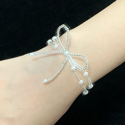 Clear Bow Beaded Bracelet