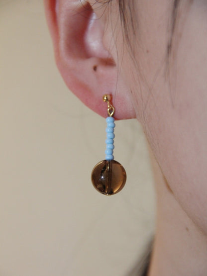 Coffee Blue Beaded Earrings