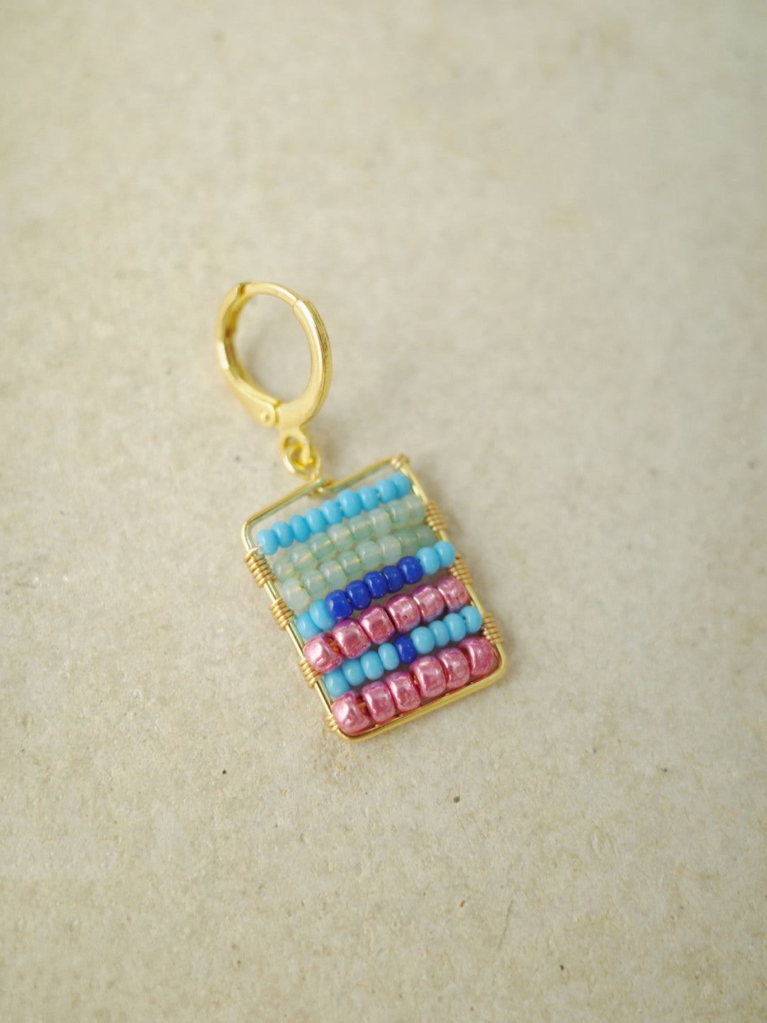 Colorful Beaded Square Huggie Earrings