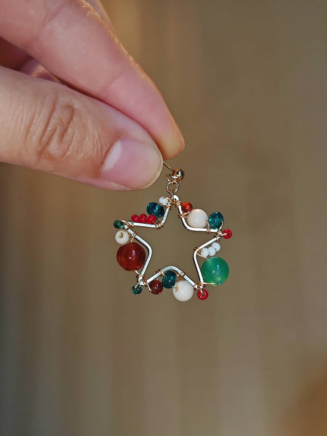 Colorful Beaded Star Earrings