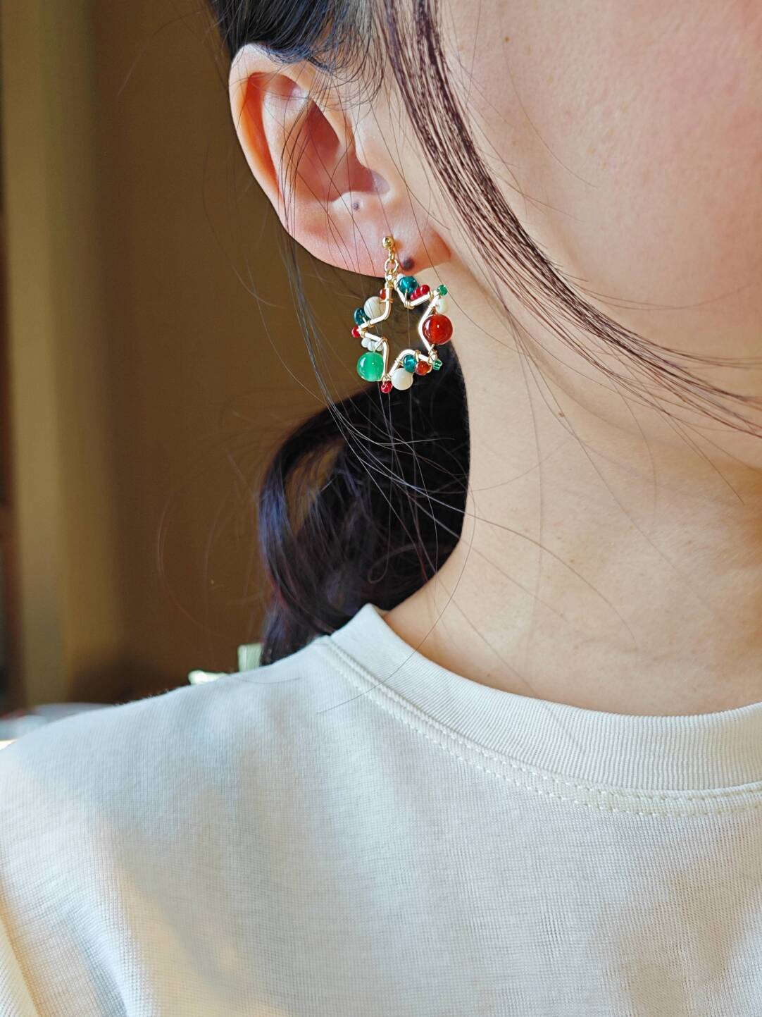 Colorful Beaded Star Earrings