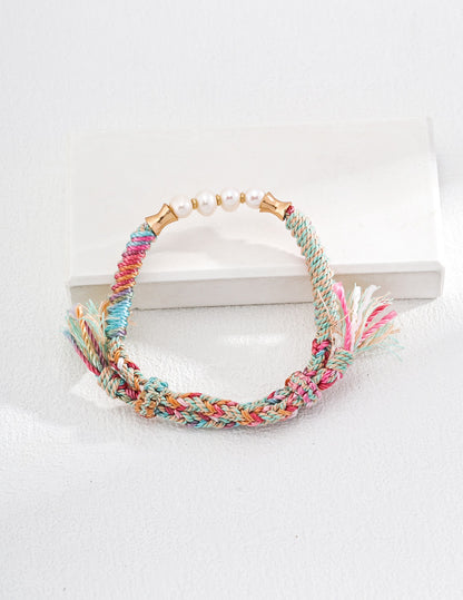 Colorful Woven Freshwater Pearl Bracelet