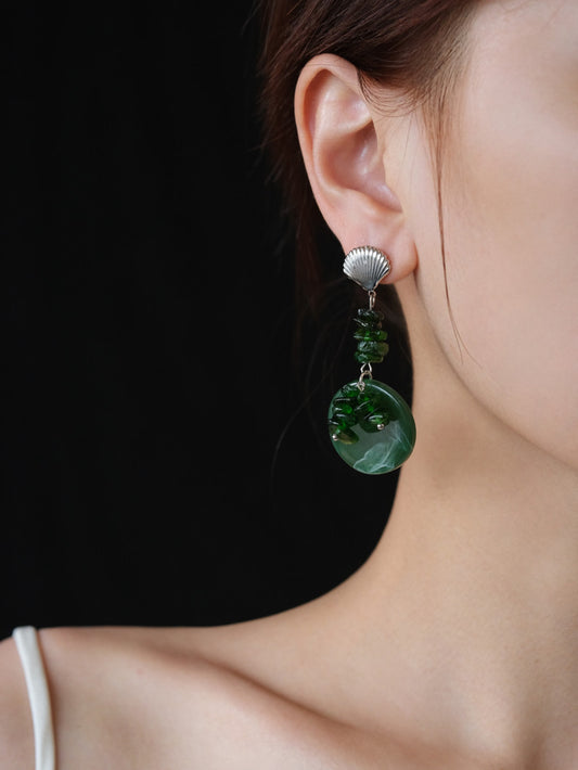 Coquille Green Beaded Earrings