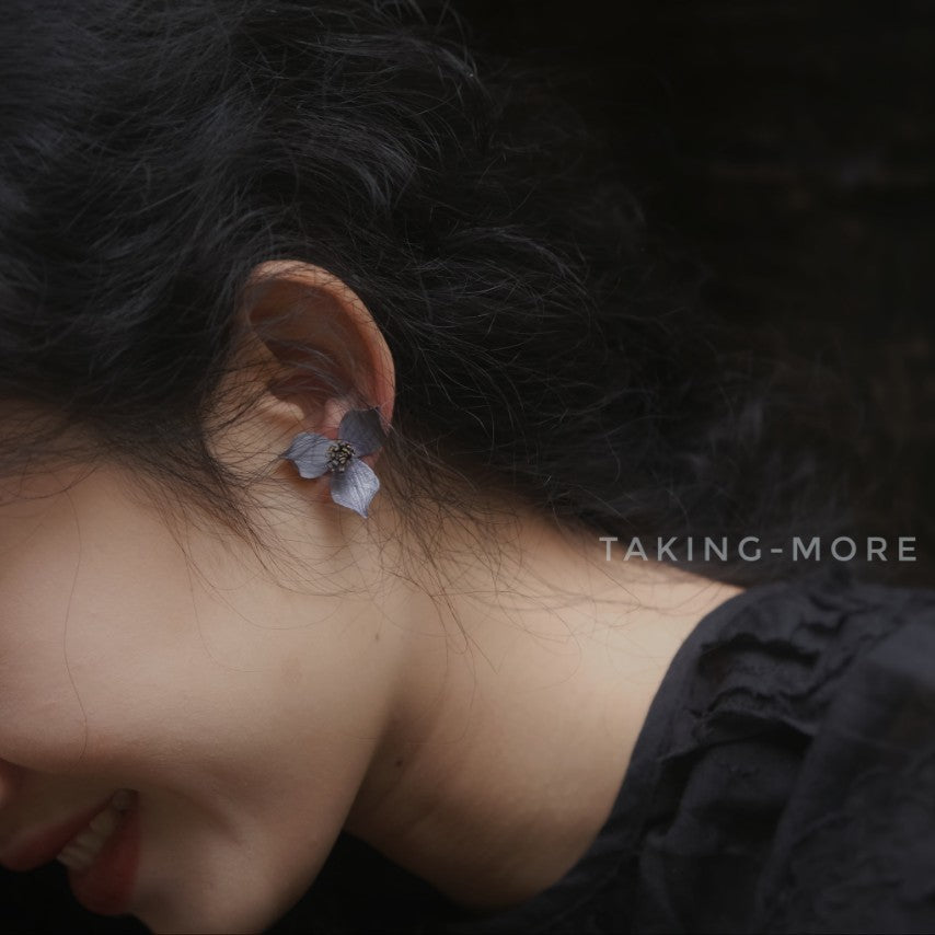 Cowhide Clematis Flower Earrings