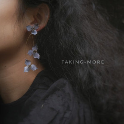 Cowhide Clematis Flower Earrings