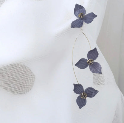 Cowhide Clematis Flower Earrings