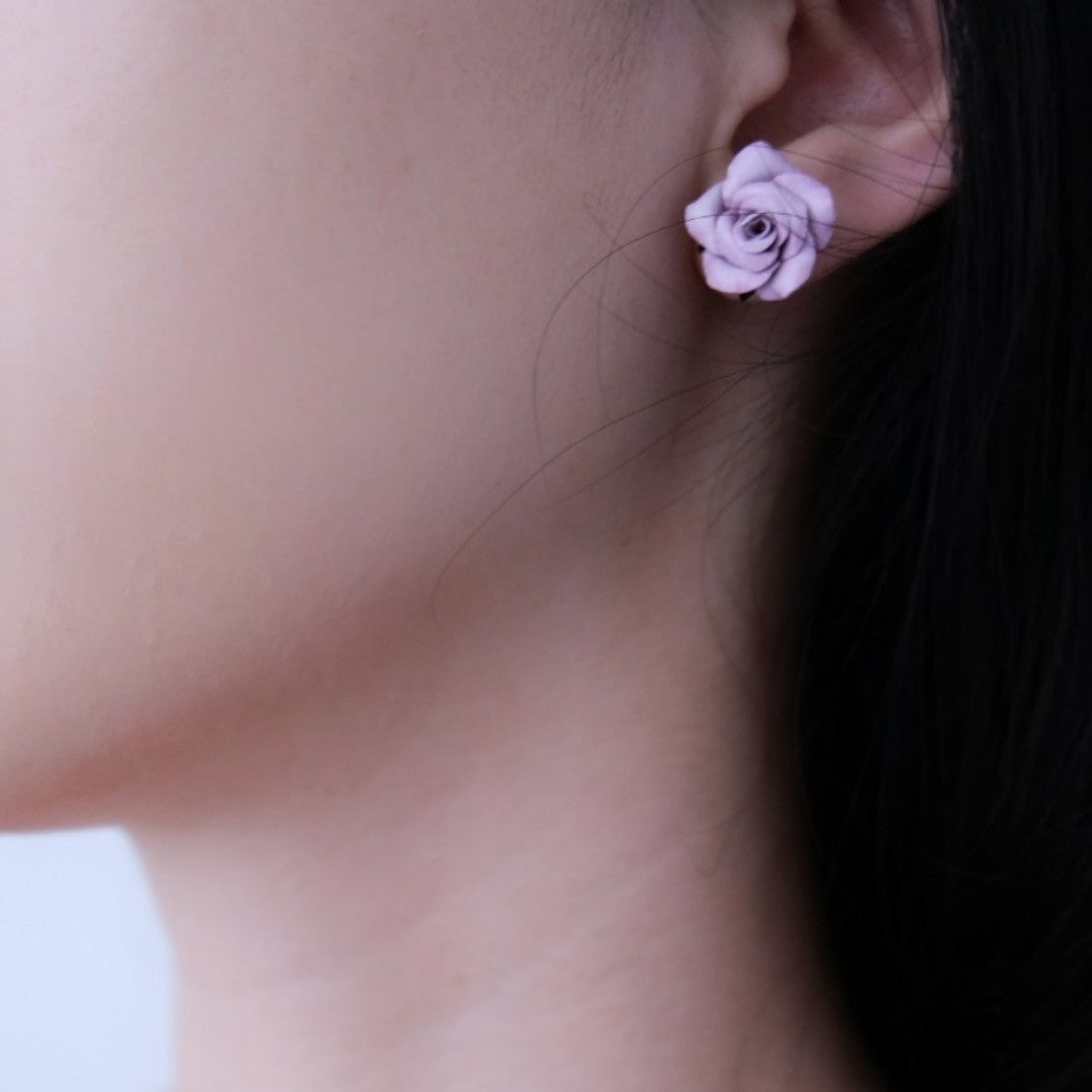 Cowhide Rose Earrings