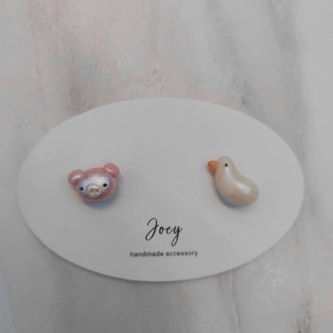 Cute Handmade Polymer Clay Animals Studs