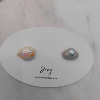 Cute Handmade Polymer Clay Animals Studs