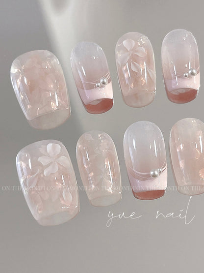 Cute Pink Flower Press On Nails Set