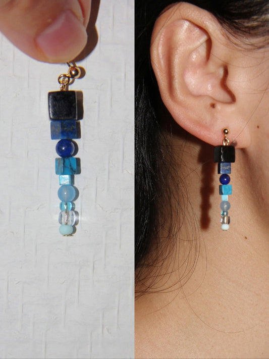 Deep Ocean Ombre Beaded Earrings