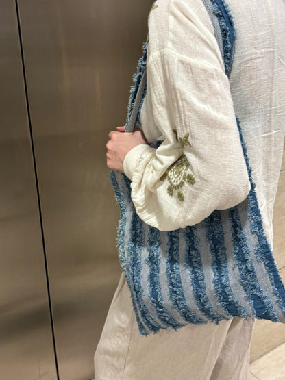 Denim Tassel Shoulder Bag