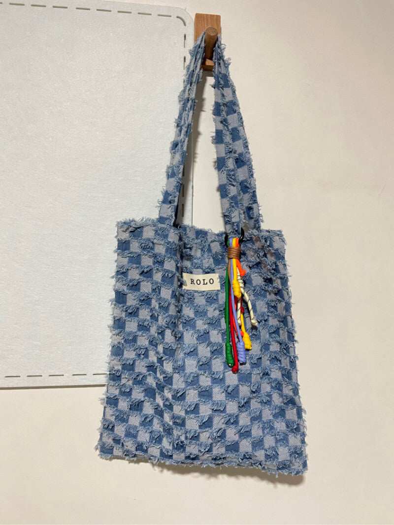 Denim Tassel Shoulder Bag