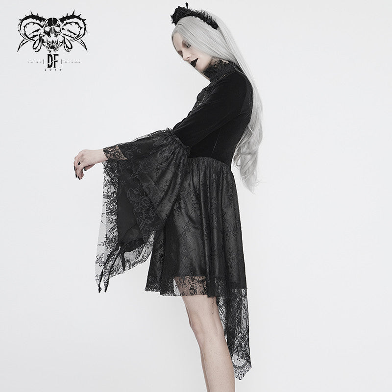 'Devil Inside Me' Gothic Dress with Shoulder Slits