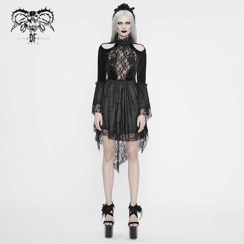 'Devil Inside Me' Gothic Dress with Shoulder Slits