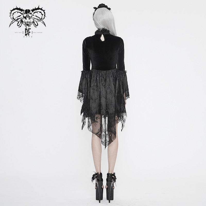 'Devil Inside Me' Gothic Dress with Shoulder Slits