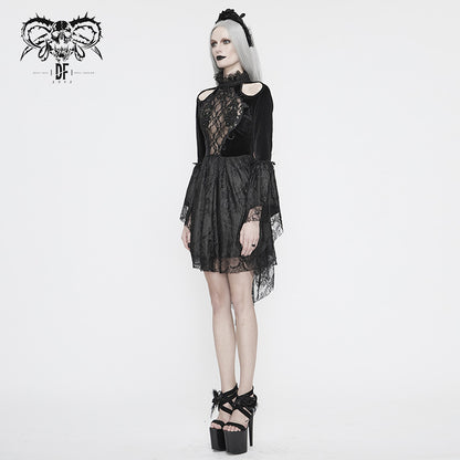 'Devil Inside Me' Gothic Dress with Shoulder Slits