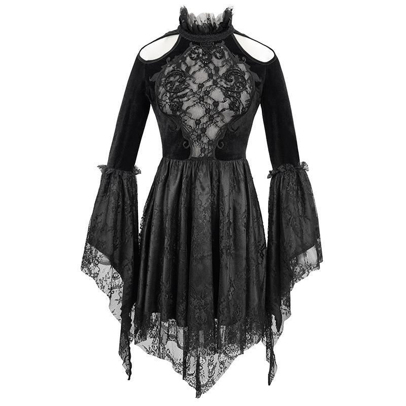 'Devil Inside Me' Gothic Dress with Shoulder Slits