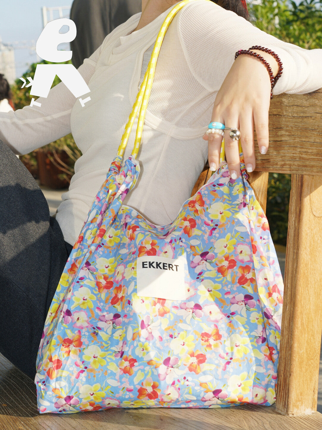 Dreamy Floral Printed Eco-Friendly Drawstring Shoulder Bag