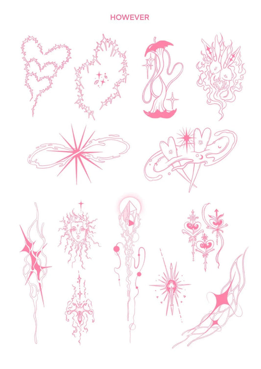 Dreamy Pink Waterproof Temporary Tattoo Stickers Set