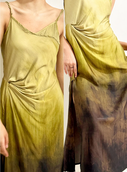 Elegance Green Ombre Sleeveless Midi Dress