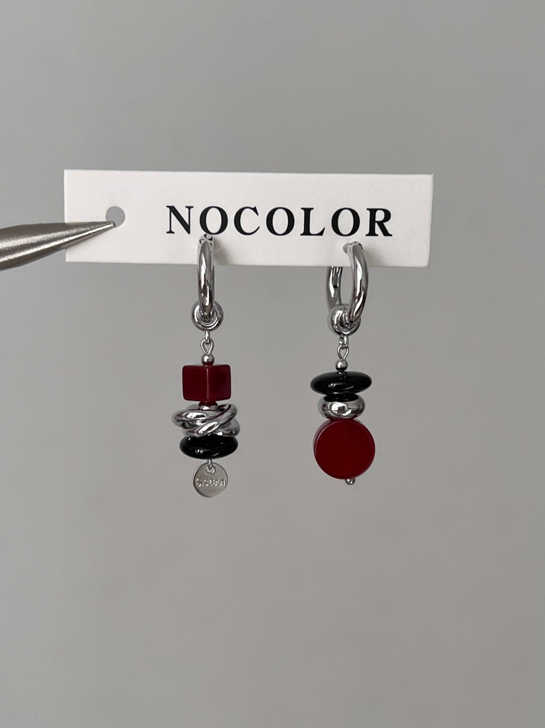 Evening Sip Black and Red Agate Earrings