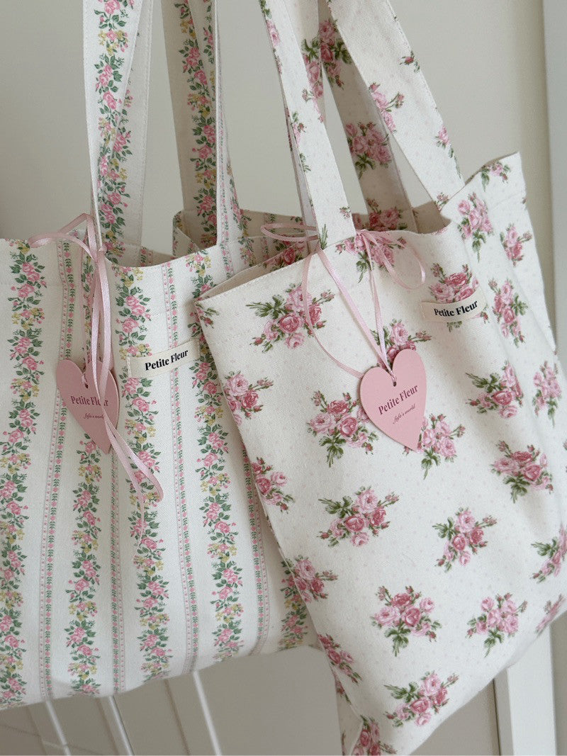 Floral Print Canvas Shoulder Bag