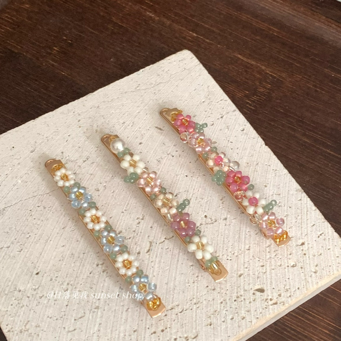 Flower Beaded Hair Clip