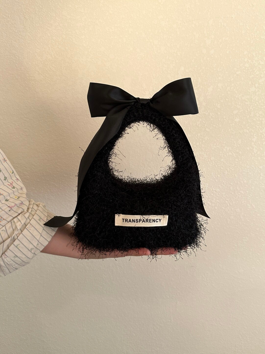 Fluffy Bow Mini Crochet Bag