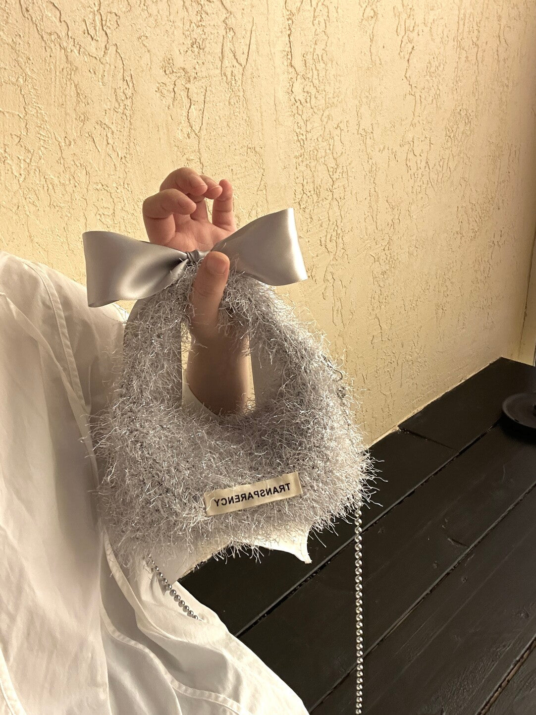 Fluffy Bow Mini Crochet Bag