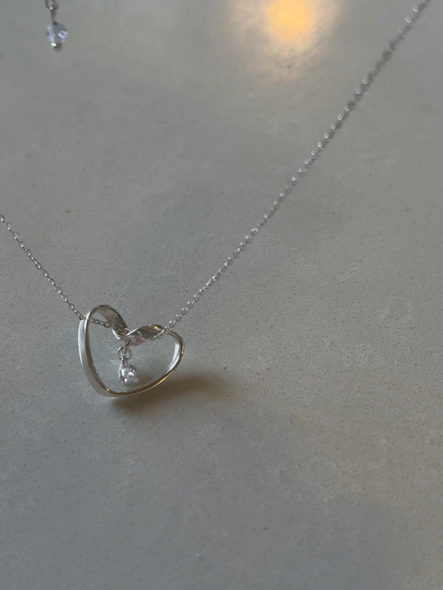 Forever Love Heart Crystal Silver Necklace