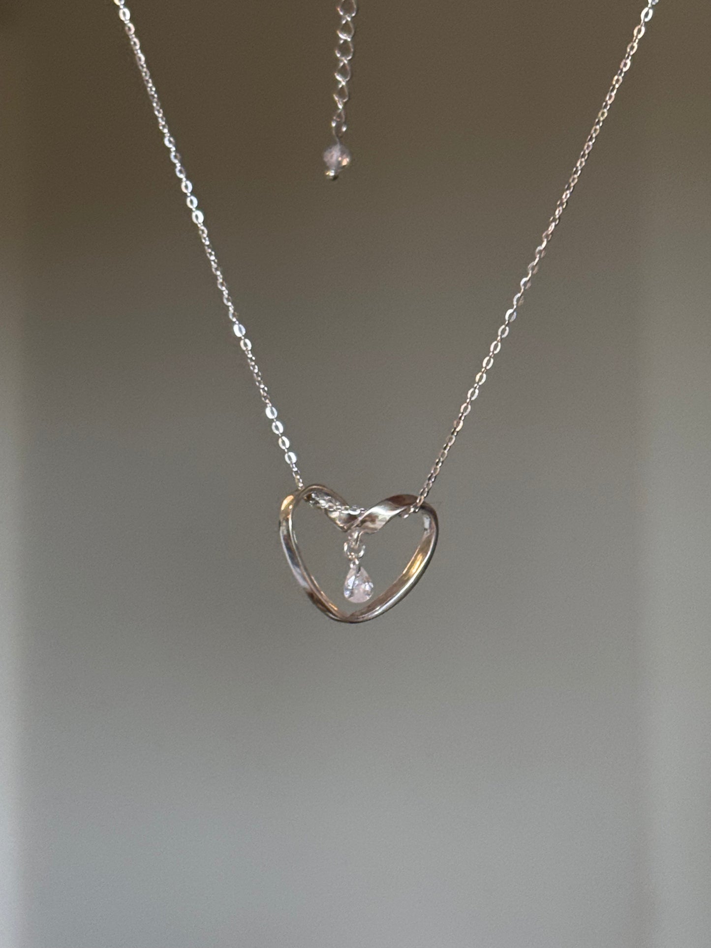 Forever Love Heart Crystal Silver Necklace