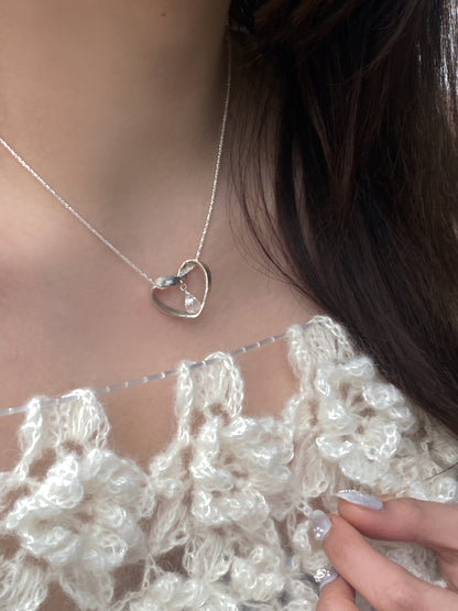 Forever Love Heart Crystal Silver Necklace